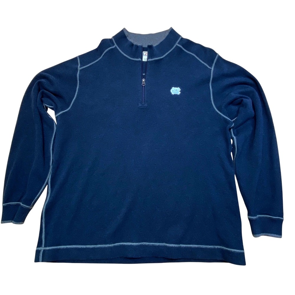 Cutter & Buck UNC Tarheels North Carolina Pullover Mens XL Navy Gray Stitching